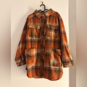 BBJ Los Angeles Orange Plaid Men's Shacket